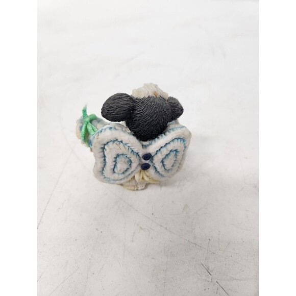 Vintage Enesco Mary's Moo Moos Cow Figurine Angel Girl With Bell Ornament - Picture 5 of 8